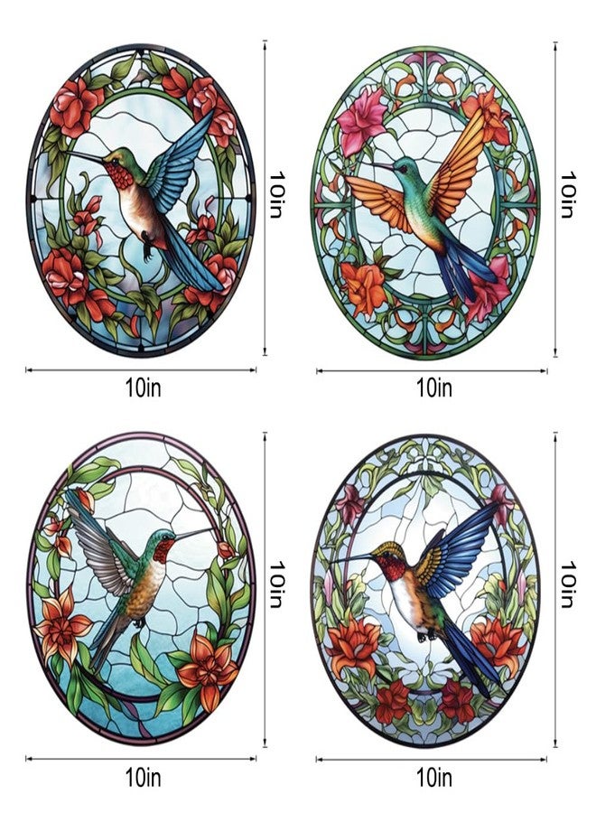 ZUYYON 4 Pcs Colorful Hummingbird Window Clings, Anti-Collision Window Clings Decals Removable Non Adhesive Vinyl Cling Window Stickers - Image 2